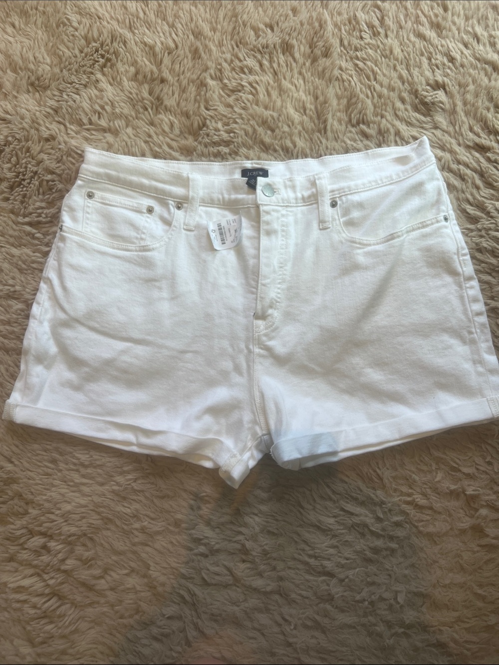 J. Crew White Cuffed High-Rise Denim Shorts 🤍